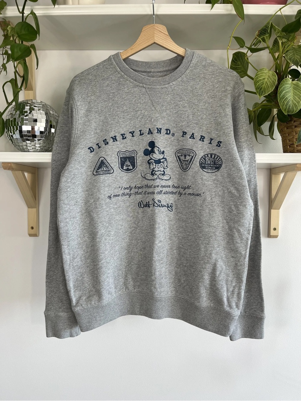 Disneyland Paris Grey Crewneck Sweatshirt - Mickey Graphic Size Small